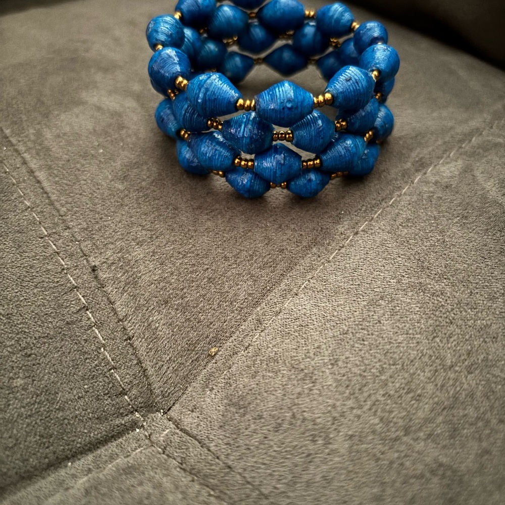 Handmade in Rwanda Blue Beaded Bracelet